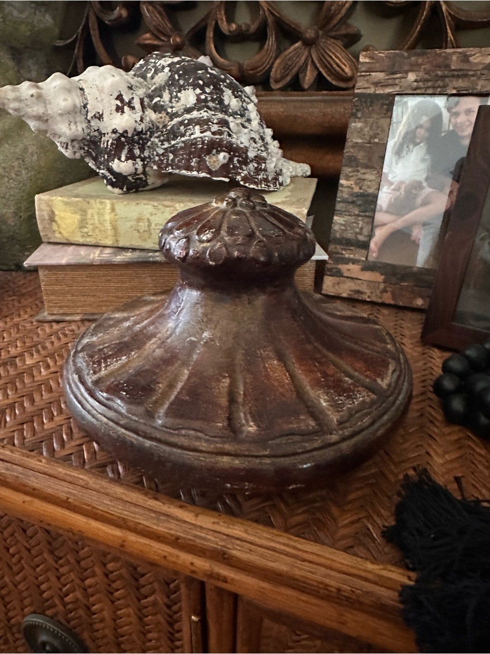 Decorative Brown Ceramic Finial Accent